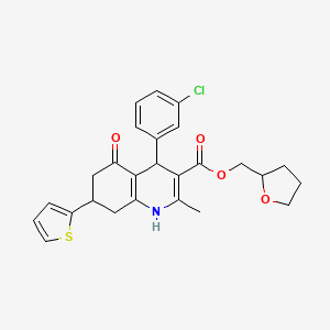 molecular formula C26H26ClNO4S B3984601 tetrahydro-2-furanylmethyl 4-(3-chlorophenyl)-2-methyl-5-oxo-7-(2-thienyl)-1,4,5,6,7,8-hexahydro-3-quinolinecarboxylate 