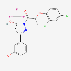 1-[2-(2,4-dichlorophenoxy)propanoyl]-3-(3-methoxyphenyl)-5-(trifluoromethyl)-4,5-dihydro-1H-pyrazol-5-ol