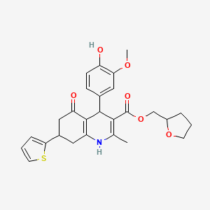 molecular formula C27H29NO6S B3984658 tetrahydro-2-furanylmethyl 4-(4-hydroxy-3-methoxyphenyl)-2-methyl-5-oxo-7-(2-thienyl)-1,4,5,6,7,8-hexahydro-3-quinolinecarboxylate 