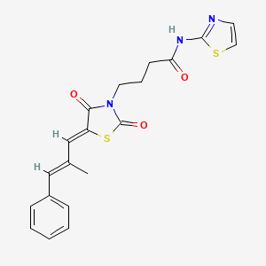 molecular formula C20H19N3O3S2 B3984686 4-[5-(2-methyl-3-phenyl-2-propen-1-ylidene)-2,4-dioxo-1,3-thiazolidin-3-yl]-N-1,3-thiazol-2-ylbutanamide 