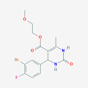 molecular formula C15H16BrFN2O4 B3984727 2-methoxyethyl 4-(3-bromo-4-fluorophenyl)-6-methyl-2-oxo-1,2,3,4-tetrahydro-5-pyrimidinecarboxylate 