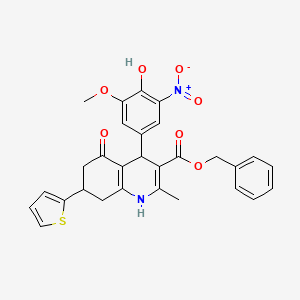 molecular formula C29H26N2O7S B3984757 benzyl 4-(4-hydroxy-3-methoxy-5-nitrophenyl)-2-methyl-5-oxo-7-(2-thienyl)-1,4,5,6,7,8-hexahydro-3-quinolinecarboxylate 