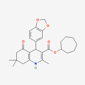 cycloheptyl 4-(1,3-benzodioxol-5-yl)-2,7,7-trimethyl-5-oxo-1,4,5,6,7,8-hexahydro-3-quinolinecarboxylate