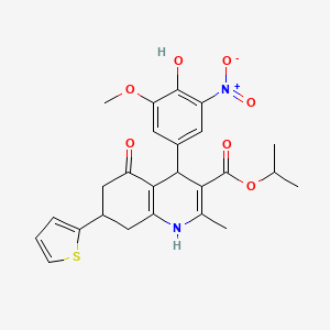 molecular formula C25H26N2O7S B3984885 isopropyl 4-(4-hydroxy-3-methoxy-5-nitrophenyl)-2-methyl-5-oxo-7-(2-thienyl)-1,4,5,6,7,8-hexahydro-3-quinolinecarboxylate 