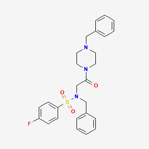 molecular formula C26H28FN3O3S B3984996 N-benzyl-N-[2-(4-benzyl-1-piperazinyl)-2-oxoethyl]-4-fluorobenzenesulfonamide 