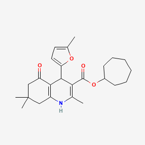 molecular formula C25H33NO4 B3985004 cycloheptyl 2,7,7-trimethyl-4-(5-methyl-2-furyl)-5-oxo-1,4,5,6,7,8-hexahydro-3-quinolinecarboxylate 