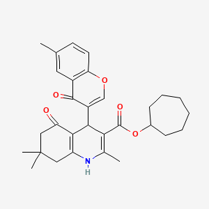 molecular formula C30H35NO5 B3985023 cycloheptyl 2,7,7-trimethyl-4-(6-methyl-4-oxo-4H-chromen-3-yl)-5-oxo-1,4,5,6,7,8-hexahydro-3-quinolinecarboxylate 