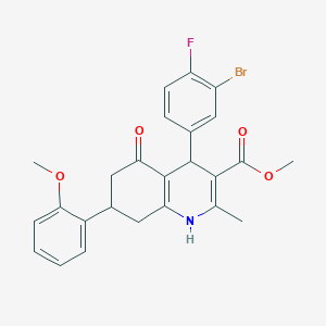 molecular formula C25H23BrFNO4 B3985042 methyl 4-(3-bromo-4-fluorophenyl)-7-(2-methoxyphenyl)-2-methyl-5-oxo-1,4,5,6,7,8-hexahydro-3-quinolinecarboxylate 