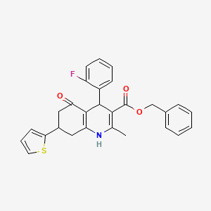 benzyl 4-(2-fluorophenyl)-2-methyl-5-oxo-7-(2-thienyl)-1,4,5,6,7,8-hexahydro-3-quinolinecarboxylate