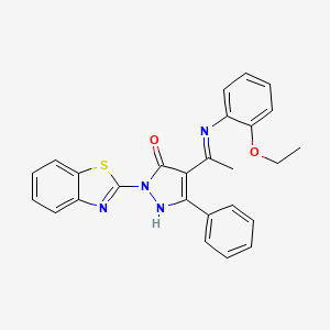 molecular formula C26H22N4O2S B3985094 2-(1,3-benzothiazol-2-yl)-4-{1-[(2-ethoxyphenyl)amino]ethylidene}-5-phenyl-2,4-dihydro-3H-pyrazol-3-one 