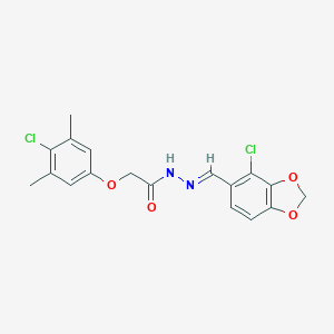 molecular formula C18H16Cl2N2O4 B398512 N'-[(4-chloro-1,3-benzodioxol-5-yl)methylene]-2-(4-chloro-3,5-dimethylphenoxy)acetohydrazide 