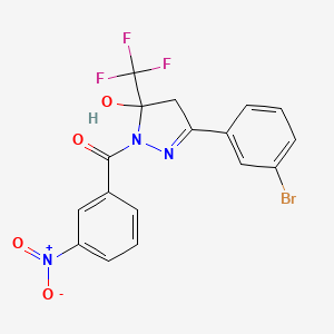 3-(3-bromophenyl)-1-(3-nitrobenzoyl)-5-(trifluoromethyl)-4,5-dihydro-1H-pyrazol-5-ol