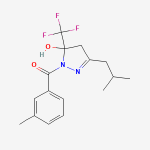 molecular formula C16H19F3N2O2 B3985139 3-isobutyl-1-(3-methylbenzoyl)-5-(trifluoromethyl)-4,5-dihydro-1H-pyrazol-5-ol 