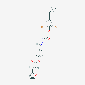 molecular formula C30H32Br2N2O5 B398516 4-(2-{[2,6-Dibromo-4-(1,1,3,3-tetramethylbutyl)phenoxy]acetyl}carbohydrazonoyl)phenyl 3-(2-furyl)acrylate 