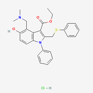 molecular formula C27H29ClN2O3S B3985163 ethyl 4-[(dimethylamino)methyl]-5-hydroxy-1-phenyl-2-[(phenylthio)methyl]-1H-indole-3-carboxylate hydrochloride 