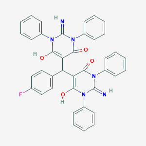 molecular formula C39H29FN6O4 B398517 5-[(4-Fluorophenyl)-(4-hydroxy-2-imino-6-oxo-1,3-diphenylpyrimidin-5-yl)methyl]-6-hydroxy-2-imino-1,3-diphenylpyrimidin-4-one 