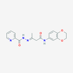 molecular formula C18H18N4O4 B398518 N-(2,3-dihydro-1,4-benzodioxin-6-yl)-3-[(2-pyridinylcarbonyl)hydrazono]butanamide 