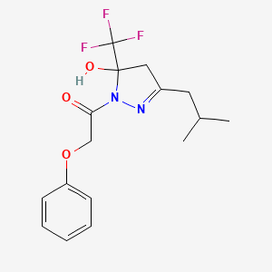 molecular formula C16H19F3N2O3 B3985196 3-isobutyl-1-(phenoxyacetyl)-5-(trifluoromethyl)-4,5-dihydro-1H-pyrazol-5-ol 