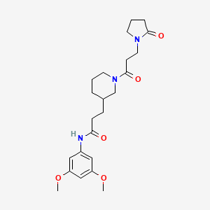 molecular formula C23H33N3O5 B3985333 N-(3,5-dimethoxyphenyl)-3-{1-[3-(2-oxo-1-pyrrolidinyl)propanoyl]-3-piperidinyl}propanamide 