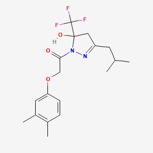 molecular formula C18H23F3N2O3 B3985358 1-[(3,4-dimethylphenoxy)acetyl]-3-isobutyl-5-(trifluoromethyl)-4,5-dihydro-1H-pyrazol-5-ol 