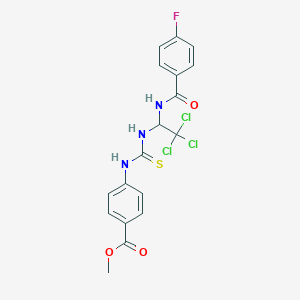 molecular formula C18H15Cl3FN3O3S B3985368 methyl 4-{[({2,2,2-trichloro-1-[(4-fluorobenzoyl)amino]ethyl}amino)carbonothioyl]amino}benzoate 