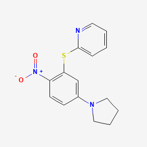 molecular formula C15H15N3O2S B3985407 2-{[2-nitro-5-(1-pyrrolidinyl)phenyl]thio}pyridine 