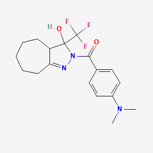 molecular formula C18H22F3N3O2 B3985431 2-[4-(二甲氨基)苯甲酰基]-3-(三氟甲基)-2,3,3a,4,5,6,7,8-八氢环庚并[c]吡唑-3-醇 