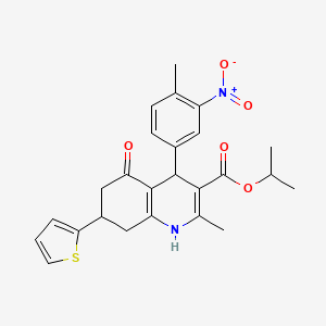 molecular formula C25H26N2O5S B3985443 isopropyl 2-methyl-4-(4-methyl-3-nitrophenyl)-5-oxo-7-(2-thienyl)-1,4,5,6,7,8-hexahydro-3-quinolinecarboxylate 