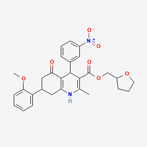 molecular formula C29H30N2O7 B3985444 tetrahydro-2-furanylmethyl 7-(2-methoxyphenyl)-2-methyl-4-(3-nitrophenyl)-5-oxo-1,4,5,6,7,8-hexahydro-3-quinolinecarboxylate 