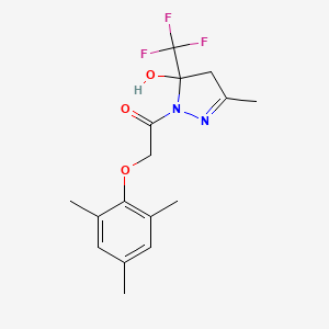 molecular formula C16H19F3N2O3 B3985453 1-[(mesityloxy)acetyl]-3-methyl-5-(trifluoromethyl)-4,5-dihydro-1H-pyrazol-5-ol 