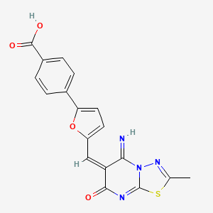 4-{5-[(5-imino-2-methyl-7-oxo-5H-[1,3,4]thiadiazolo[3,2-a]pyrimidin-6(7H)-ylidene)methyl]-2-furyl}benzoic acid