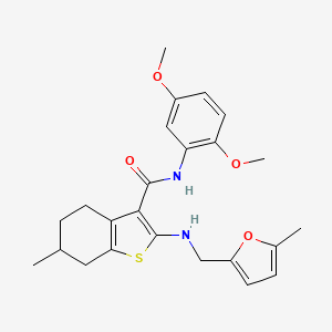 molecular formula C24H28N2O4S B3985501 N-(2,5-dimethoxyphenyl)-6-methyl-2-{[(5-methyl-2-furyl)methyl]amino}-4,5,6,7-tetrahydro-1-benzothiophene-3-carboxamide 