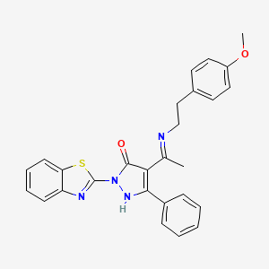 2-(1,3-benzothiazol-2-yl)-4-(1-{[2-(4-methoxyphenyl)ethyl]amino}ethylidene)-5-phenyl-2,4-dihydro-3H-pyrazol-3-one