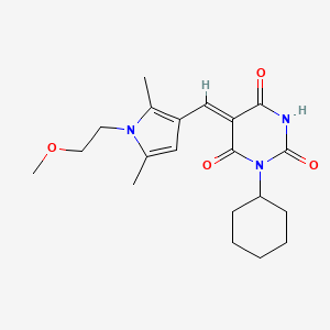 molecular formula C20H27N3O4 B3985562 1-cyclohexyl-5-{[1-(2-methoxyethyl)-2,5-dimethyl-1H-pyrrol-3-yl]methylene}-2,4,6(1H,3H,5H)-pyrimidinetrione 