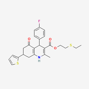 2-(ethylthio)ethyl 4-(4-fluorophenyl)-2-methyl-5-oxo-7-(2-thienyl)-1,4,5,6,7,8-hexahydro-3-quinolinecarboxylate