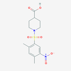 molecular formula C14H18N2O6S B3985572 1-[(2,4-dimethyl-5-nitrophenyl)sulfonyl]-4-piperidinecarboxylic acid 