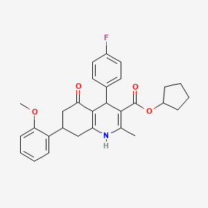 cyclopentyl 4-(4-fluorophenyl)-7-(2-methoxyphenyl)-2-methyl-5-oxo-1,4,5,6,7,8-hexahydro-3-quinolinecarboxylate