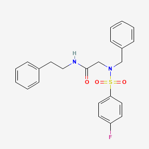 molecular formula C23H23FN2O3S B3985593 N~2~-benzyl-N~2~-[(4-fluorophenyl)sulfonyl]-N~1~-(2-phenylethyl)glycinamide 