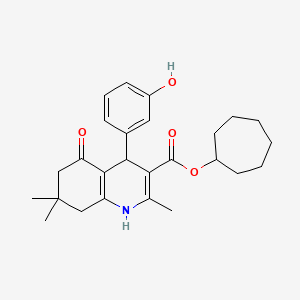 molecular formula C26H33NO4 B3985608 cycloheptyl 4-(3-hydroxyphenyl)-2,7,7-trimethyl-5-oxo-1,4,5,6,7,8-hexahydro-3-quinolinecarboxylate 