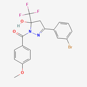 3-(3-bromophenyl)-1-(4-methoxybenzoyl)-5-(trifluoromethyl)-4,5-dihydro-1H-pyrazol-5-ol