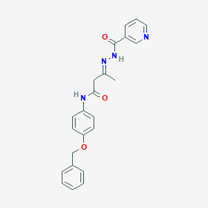 molecular formula C23H22N4O3 B398565 N-[4-(benzyloxy)phenyl]-3-[(3-pyridinylcarbonyl)hydrazono]butanamide 