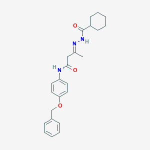 molecular formula C24H29N3O3 B398566 N-[4-(benzyloxy)phenyl]-3-[(cyclohexylcarbonyl)hydrazono]butanamide 