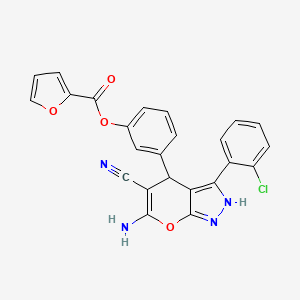 3-[6-amino-3-(2-chlorophenyl)-5-cyano-1,4-dihydropyrano[2,3-c]pyrazol-4-yl]phenyl 2-furoate