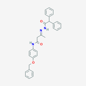 (3E)-N-[4-(benzyloxy)phenyl]-3-[2-(diphenylacetyl)hydrazinylidene]butanamide
