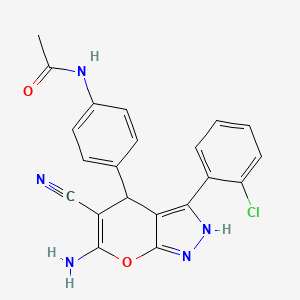 N-{4-[6-amino-3-(2-chlorophenyl)-5-cyano-1,4-dihydropyrano[2,3-c]pyrazol-4-yl]phenyl}acetamide