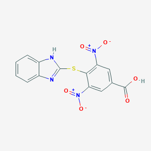 molecular formula C14H8N4O6S B398577 4-(1H-Benzoimidazol-2-ylsulfanyl)-3,5-dinitro-benzoic acid 