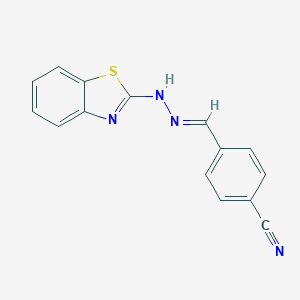 molecular formula C15H10N4S B398583 4-{(E)-[2-(1,3-benzothiazol-2-yl)hydrazinylidene]methyl}benzonitrile 