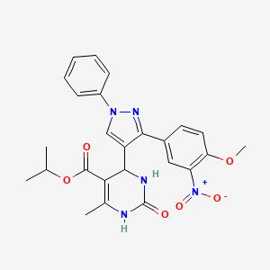 molecular formula C25H25N5O6 B3985861 isopropyl 4-[3-(4-methoxy-3-nitrophenyl)-1-phenyl-1H-pyrazol-4-yl]-6-methyl-2-oxo-1,2,3,4-tetrahydro-5-pyrimidinecarboxylate 