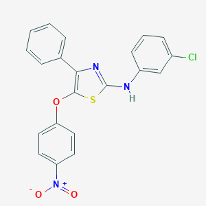 molecular formula C21H14ClN3O3S B398587 2-(3-Chloroanilino)-5-{4-nitrophenoxy}-4-phenyl-1,3-thiazole 