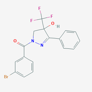 molecular formula C17H12BrF3N2O2 B398590 1-(3-bromobenzoyl)-3-phenyl-4-(trifluoromethyl)-4,5-dihydro-1H-pyrazol-4-ol 